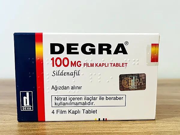 Degra 100 mg film kaplı tablet kutusu ön yüz